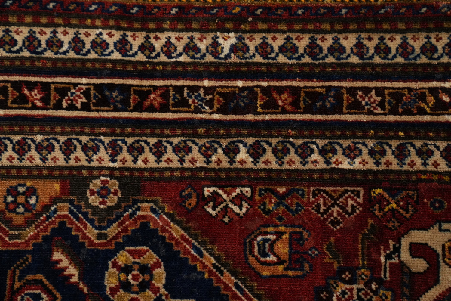 Antique Vegetable Dye Qashqai Persian Area Rug 5x9