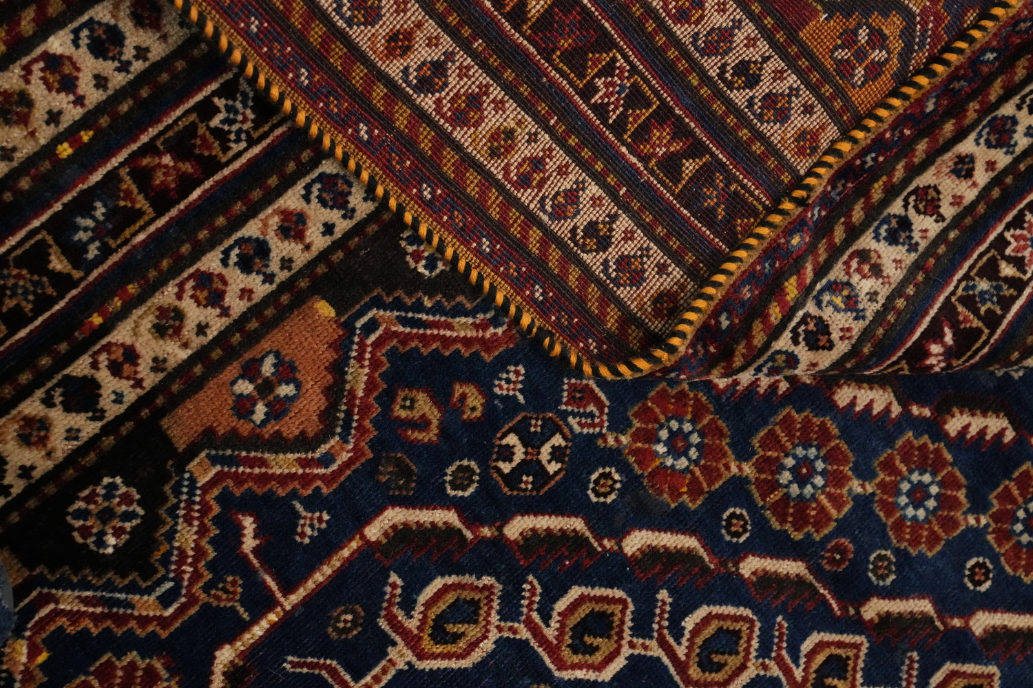 Antique Vegetable Dye Qashqai Persian Area Rug 5x9