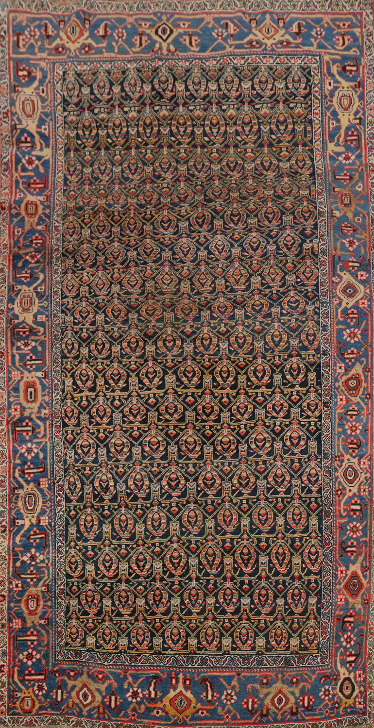 Antique Vegetable Dye Bidjar Halvaei Persian Area Rug 6x11
