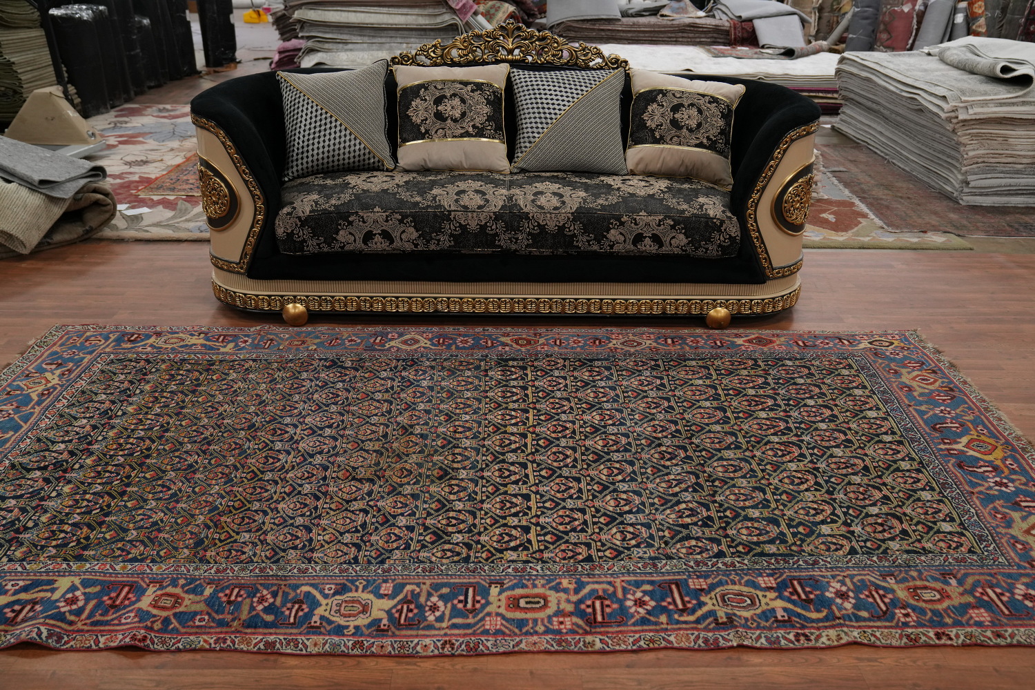 Antique Vegetable Dye Bidjar Halvaei Persian Area Rug 6x11