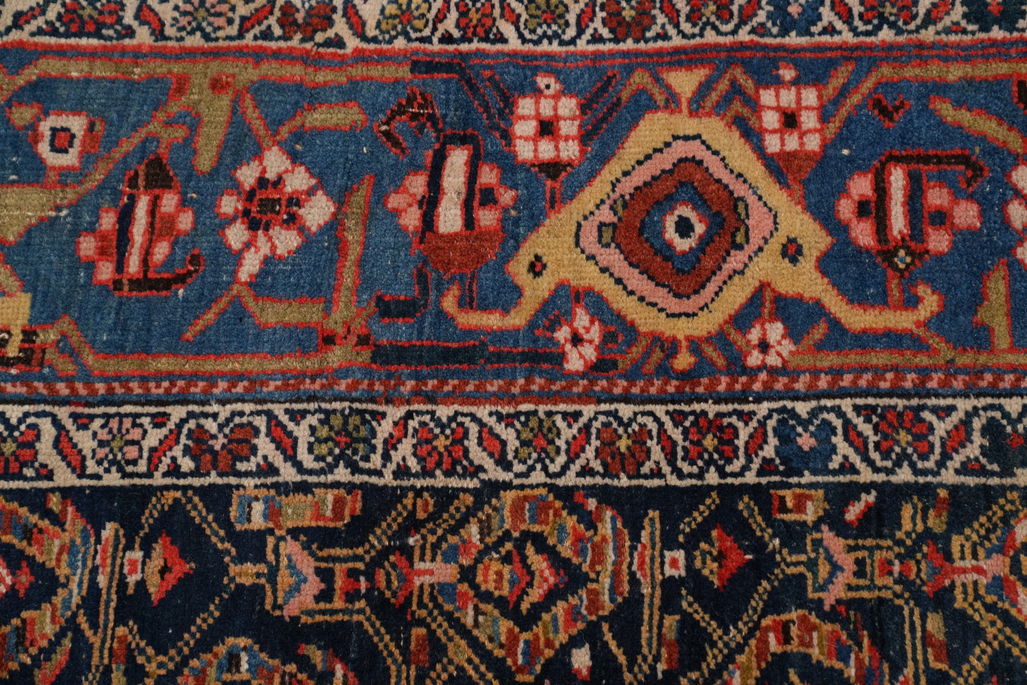 Antique Vegetable Dye Bidjar Halvaei Persian Area Rug 6x11