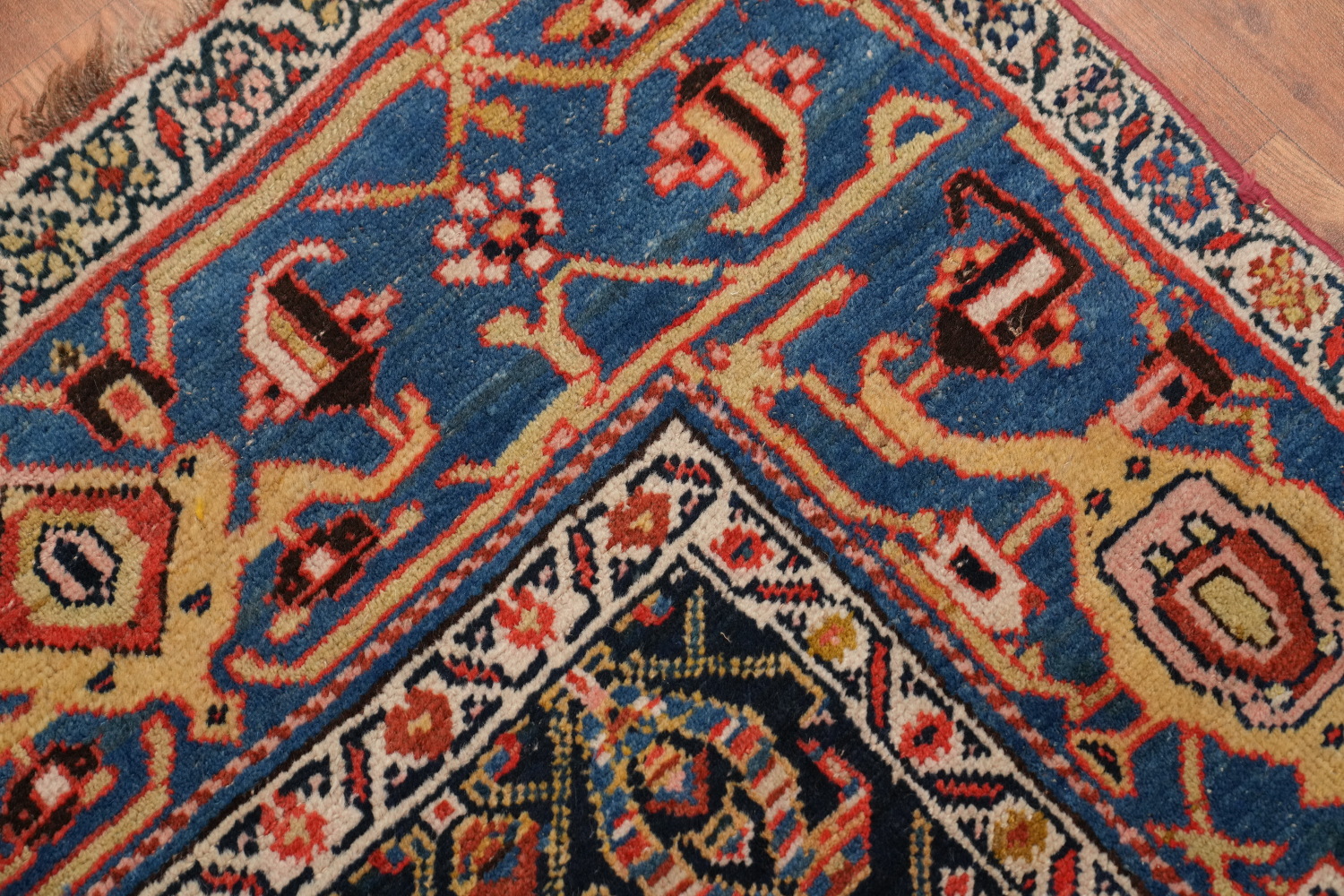 Antique Vegetable Dye Bidjar Halvaei Persian Area Rug 6x11