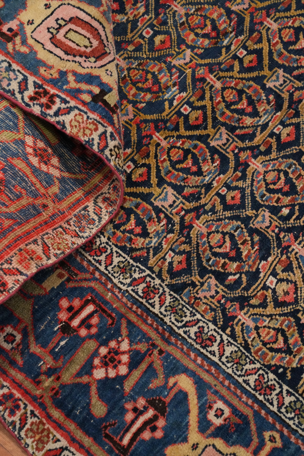Antique Vegetable Dye Bidjar Halvaei Persian Area Rug 6x11