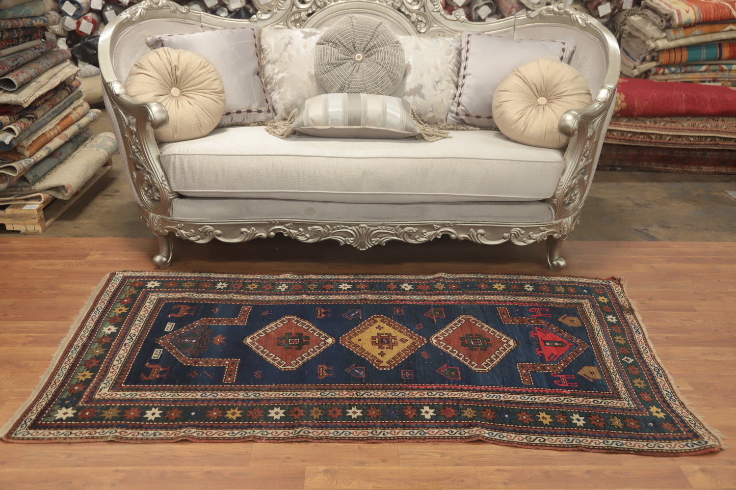 Pre-1900 Antique Kazak Vegetable Dye Rug 3x7