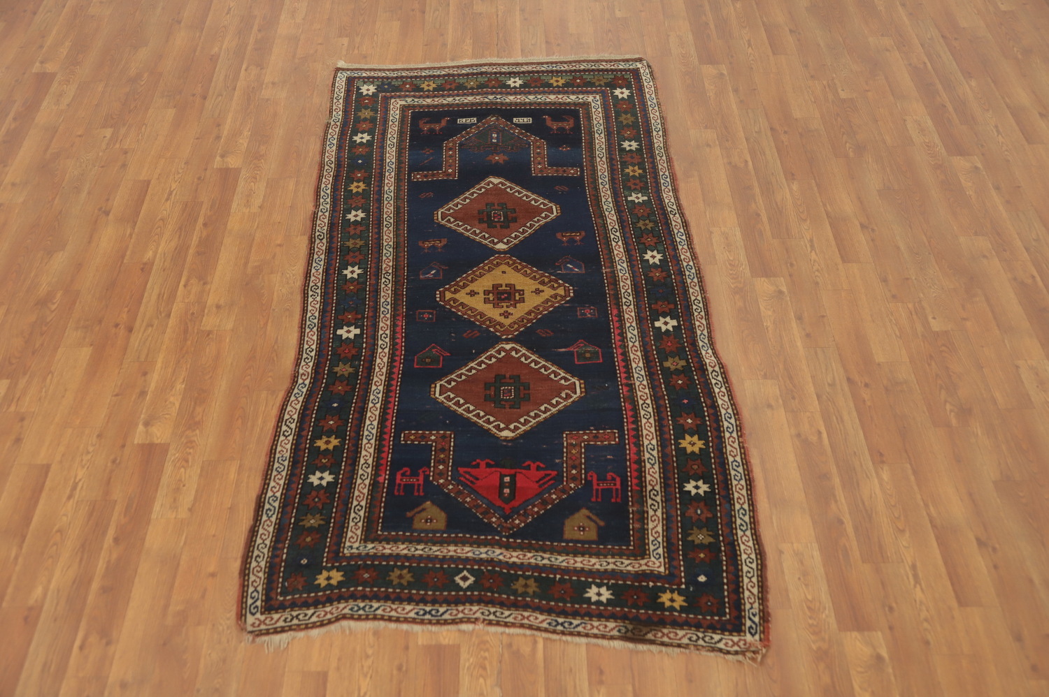 Pre-1900 Antique Kazak Vegetable Dye Rug 3x7