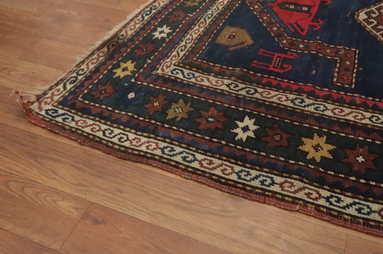 Pre-1900 Antique Kazak Vegetable Dye Rug 3x7