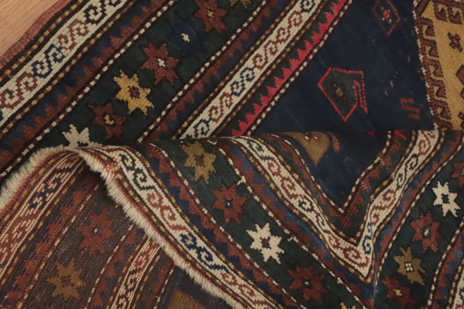 Pre-1900 Antique Kazak Vegetable Dye Rug 3x7