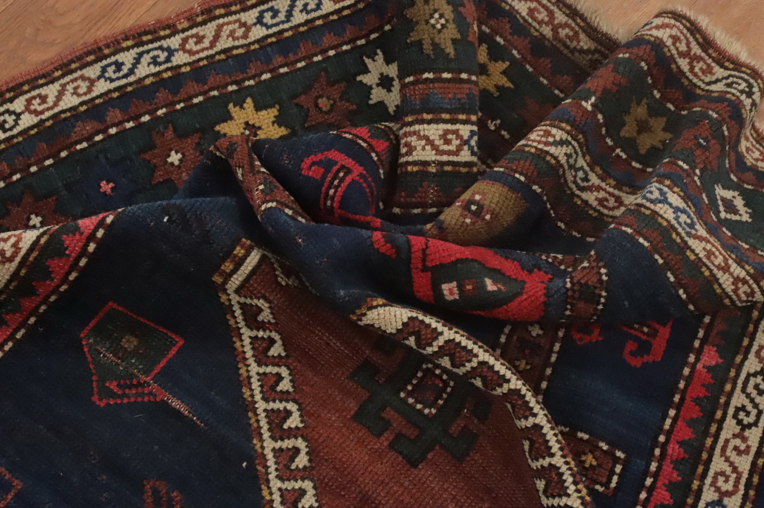 Pre-1900 Antique Kazak Vegetable Dye Rug 3x7
