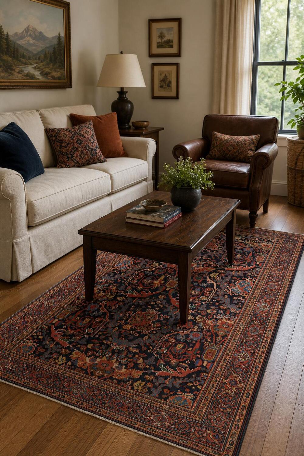 Vegetable Dye Sarouk Farahan Persian Rug 4x7