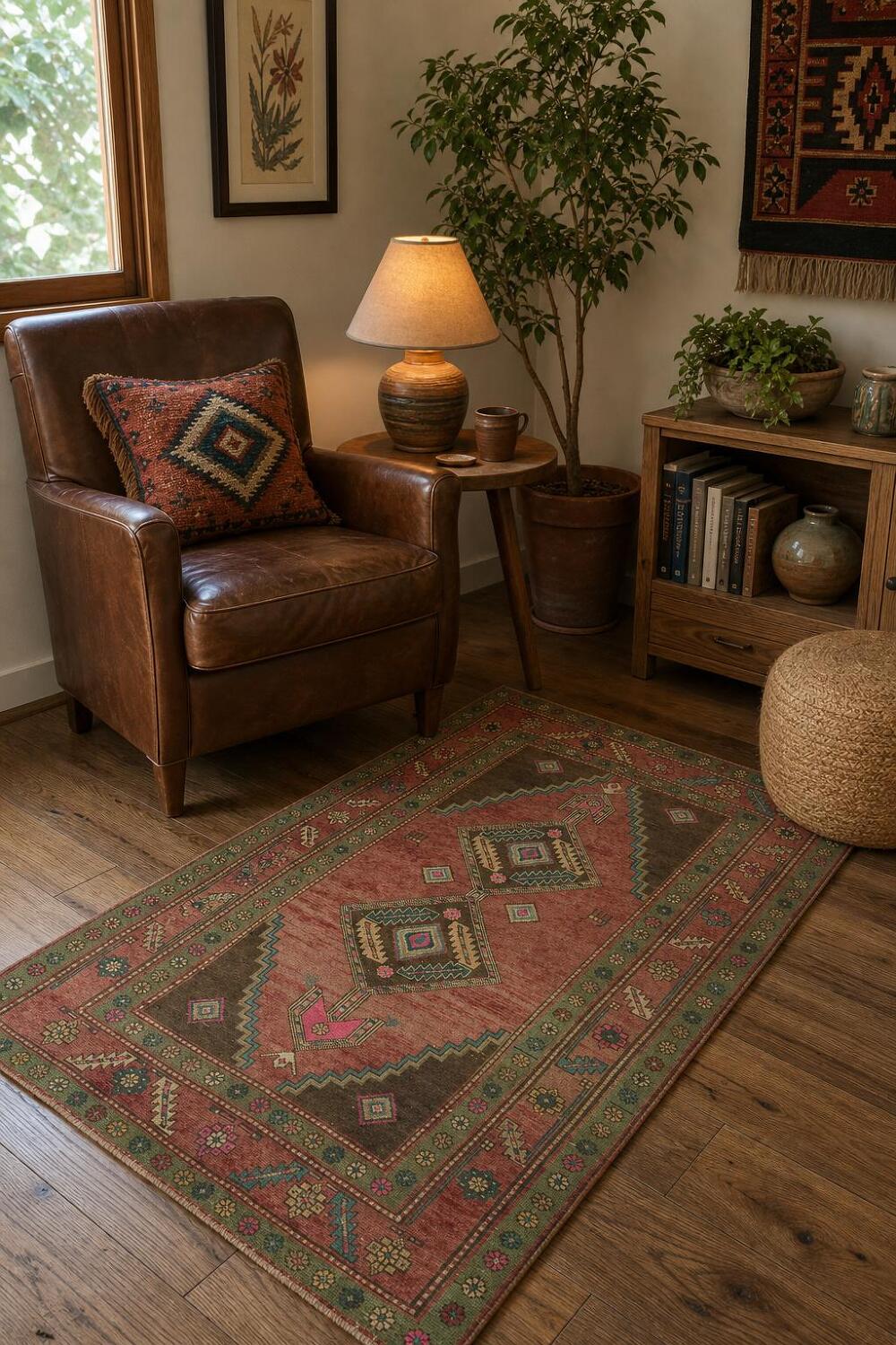 Tribal Geometric Ardebil Persian Rug 5x7