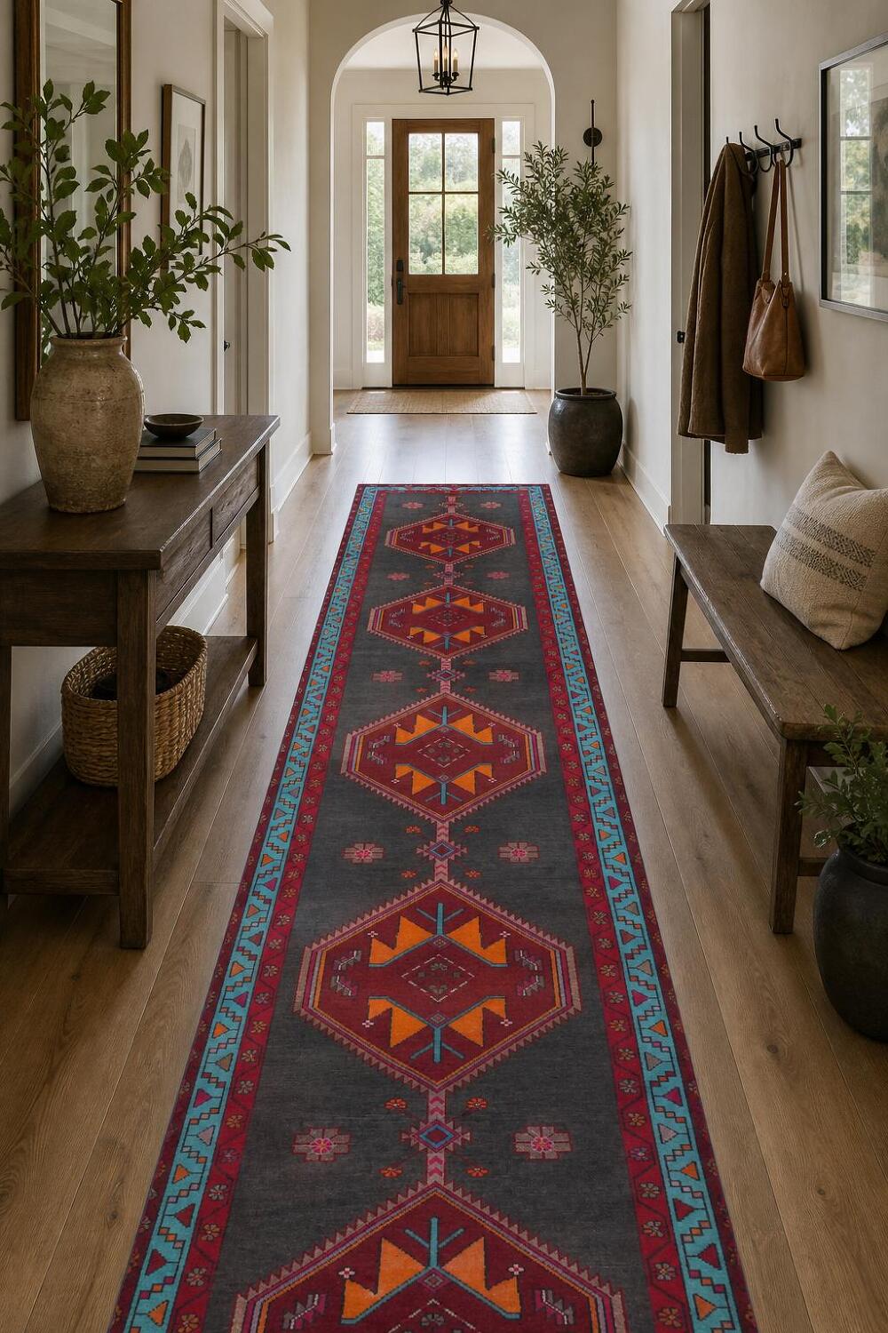 Geometric Ardebil Persian Runner Rug 4x13