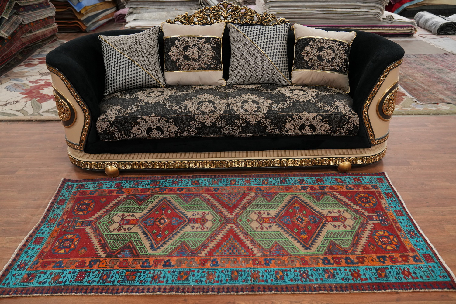 Handmade Wool Ardebil Persian Runner Rug 3x7