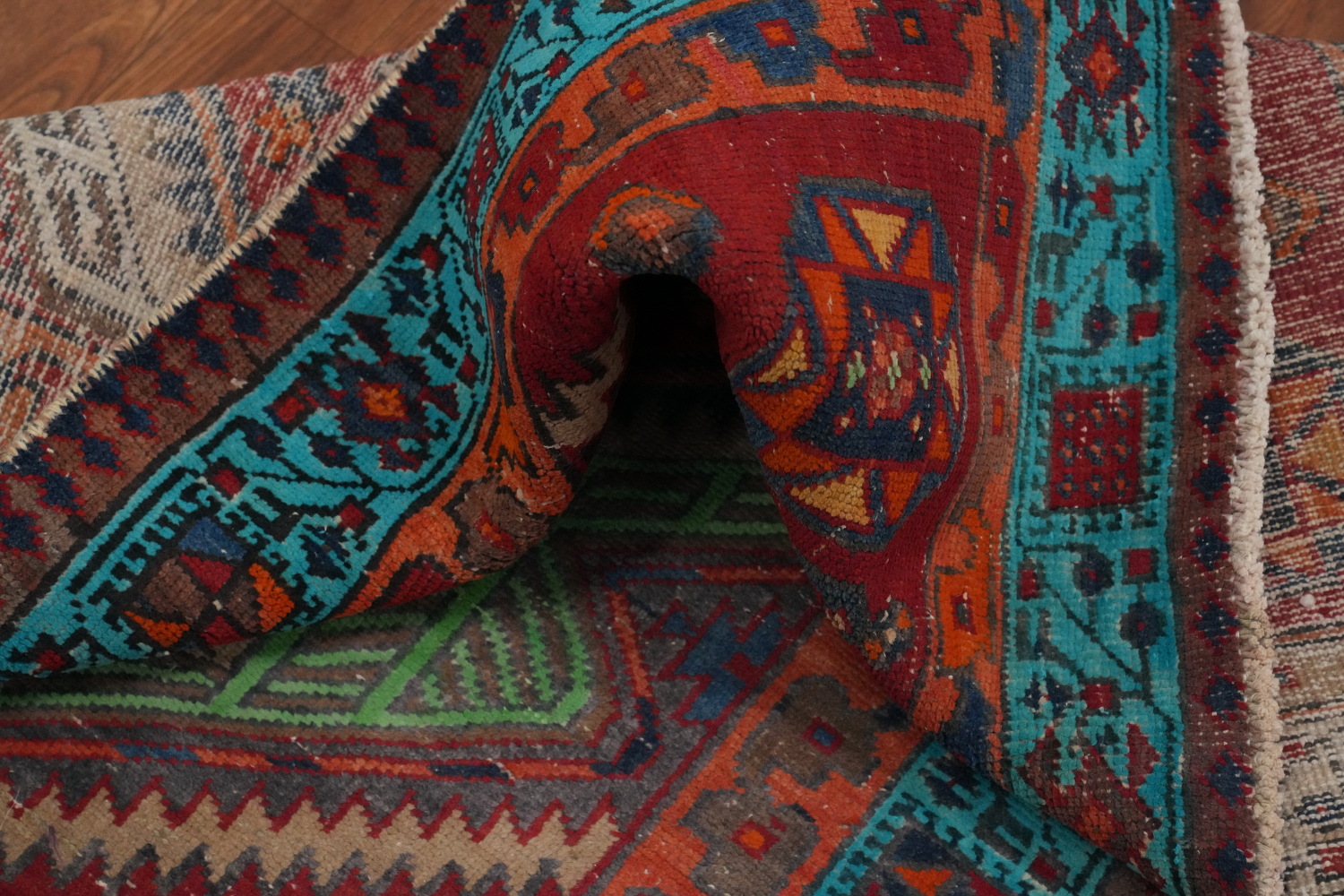 Handmade Wool Ardebil Persian Runner Rug 3x7