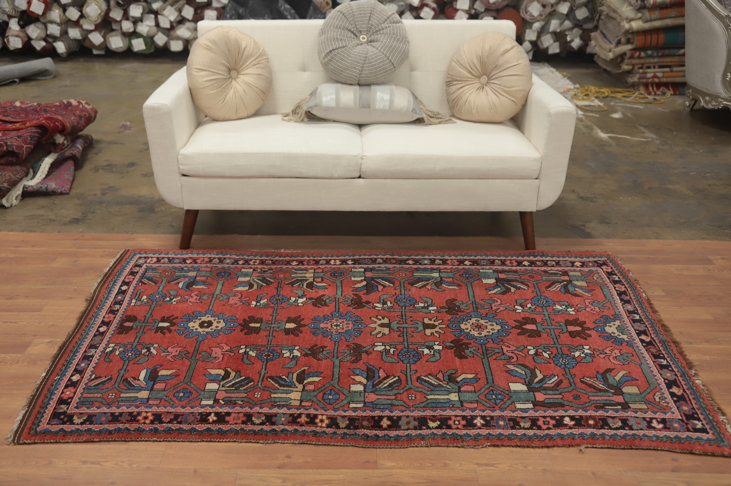 Pre-1900 Vegetable Dye Bidjar Halvaei Persian Rug 4x7