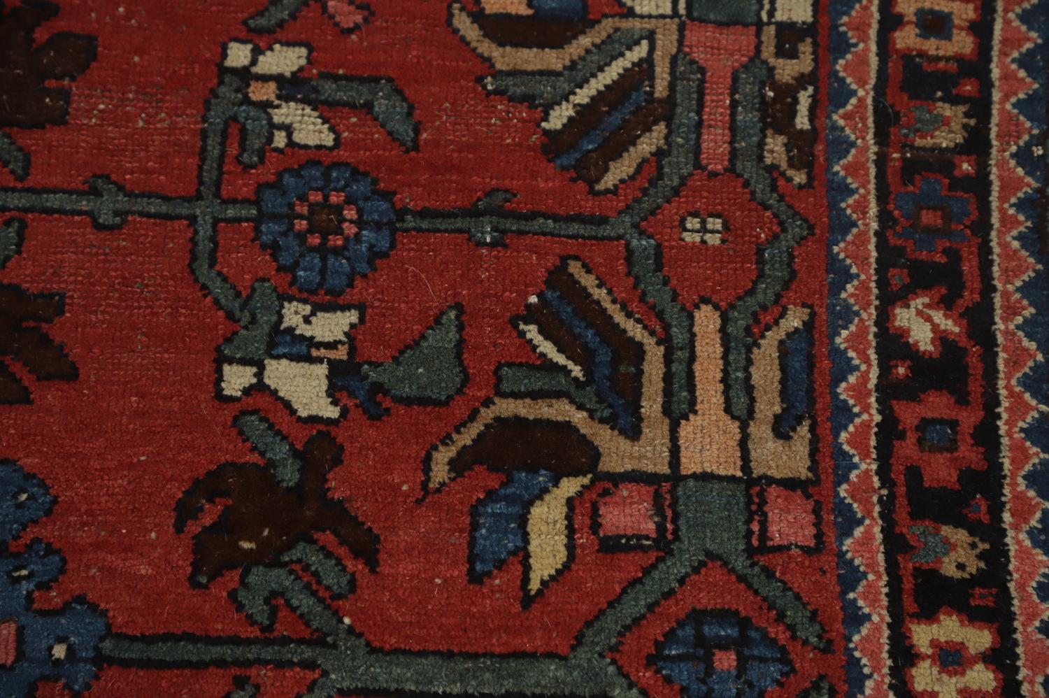 Pre-1900 Vegetable Dye Bidjar Halvaei Persian Rug 4x7