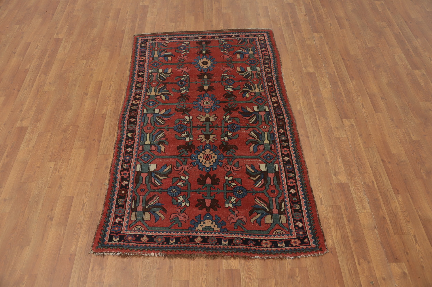 Pre-1900 Vegetable Dye Bidjar Halvaei Persian Rug 4x7