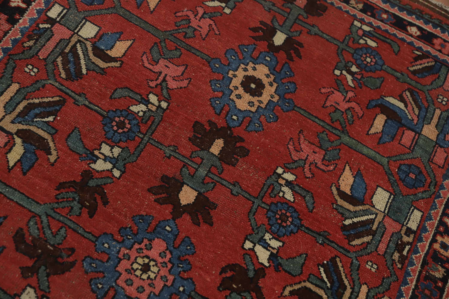 Pre-1900 Vegetable Dye Bidjar Halvaei Persian Rug 4x7