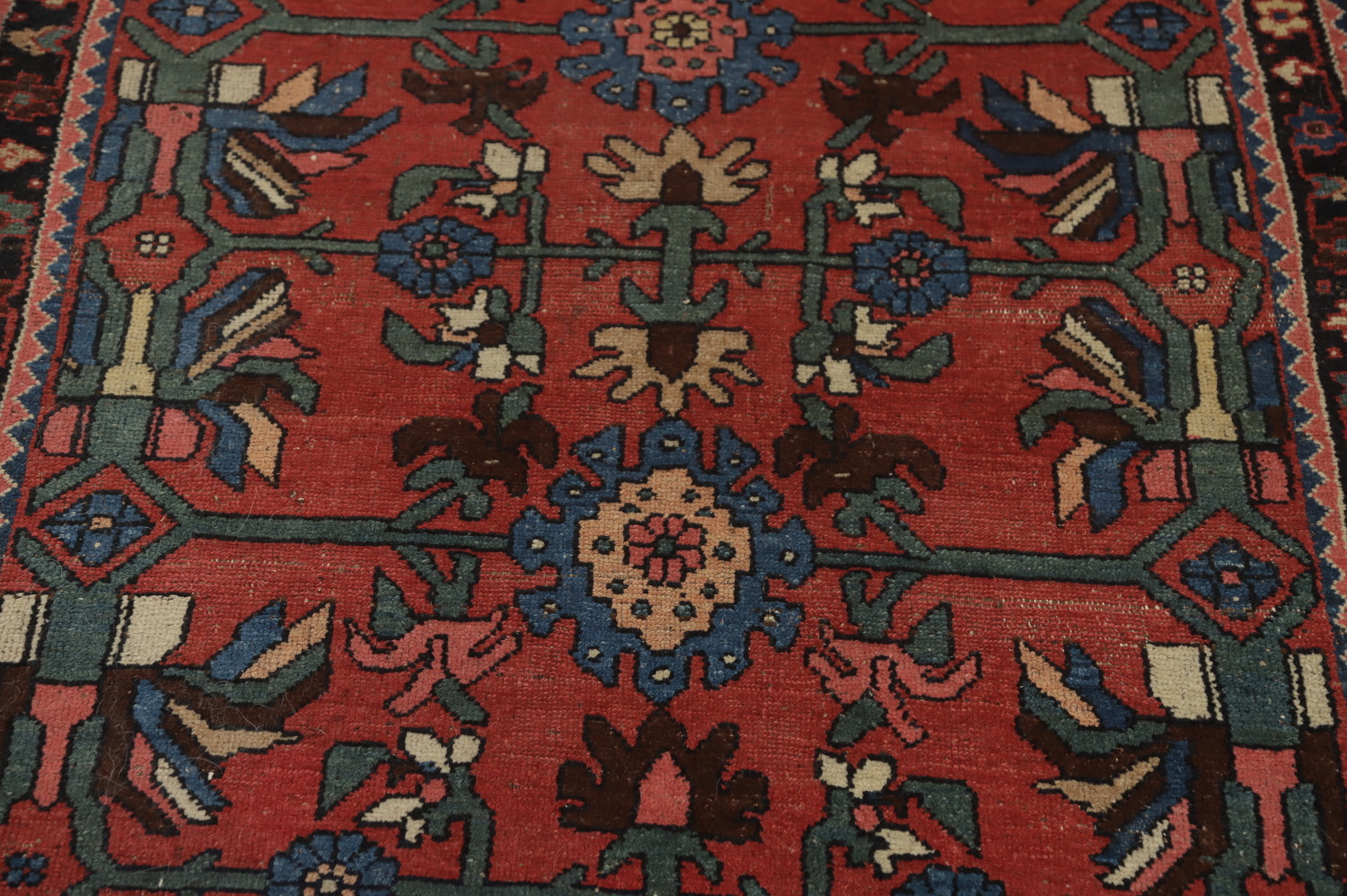Pre-1900 Vegetable Dye Bidjar Halvaei Persian Rug 4x7