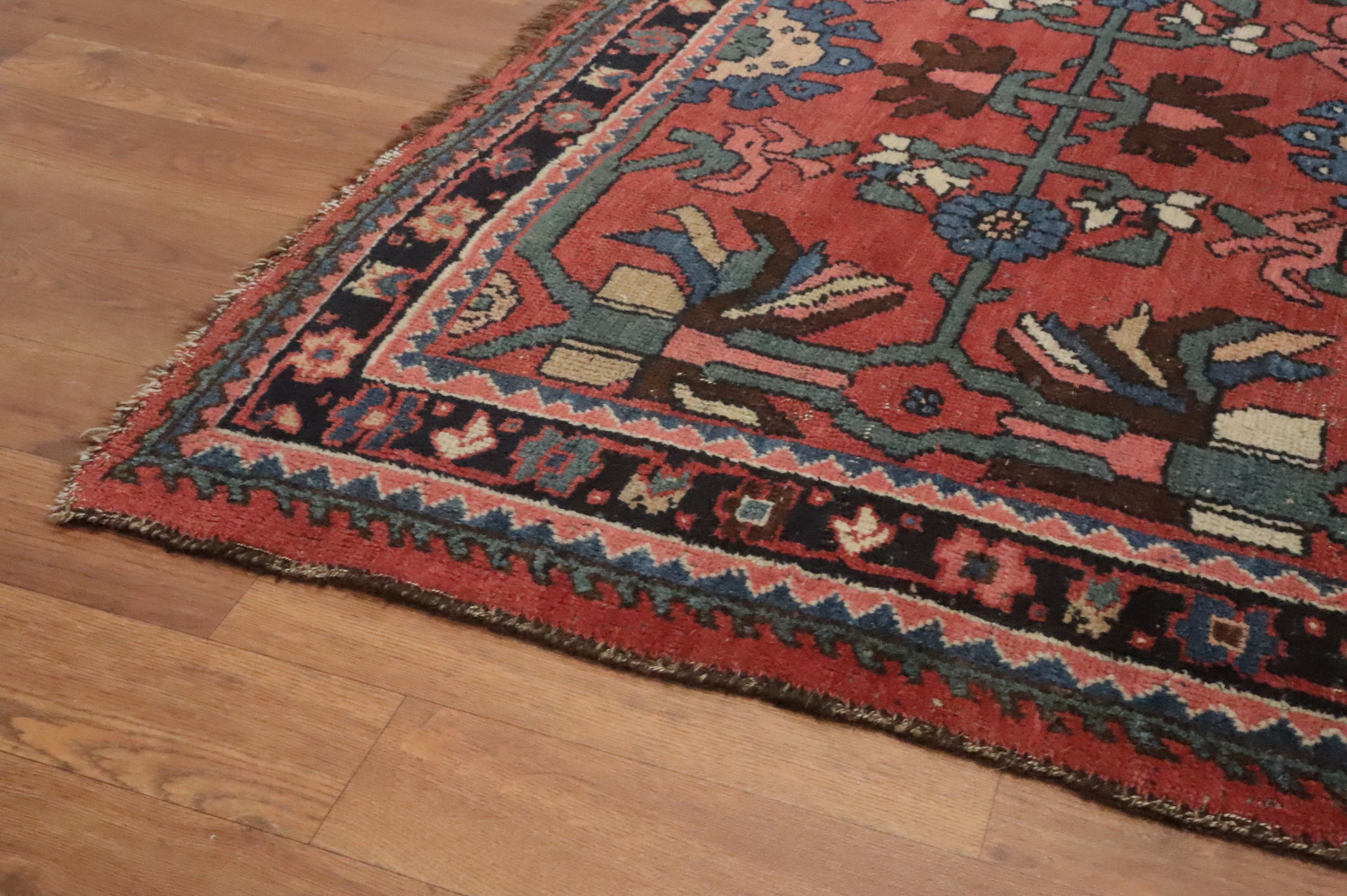 Pre-1900 Vegetable Dye Bidjar Halvaei Persian Rug 4x7