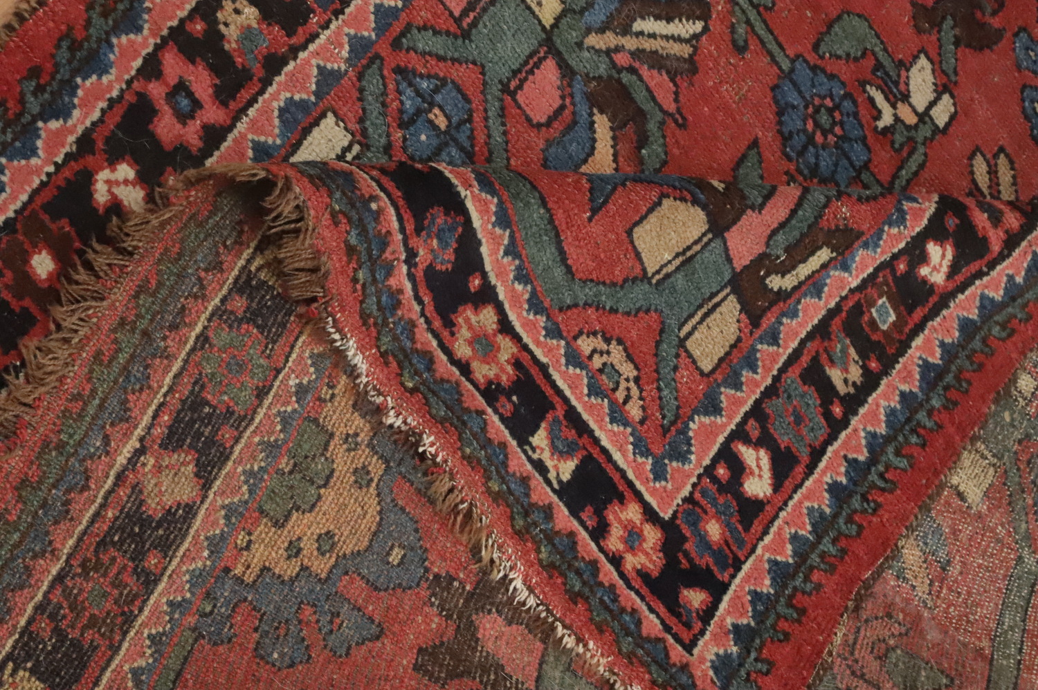 Pre-1900 Vegetable Dye Bidjar Halvaei Persian Rug 4x7
