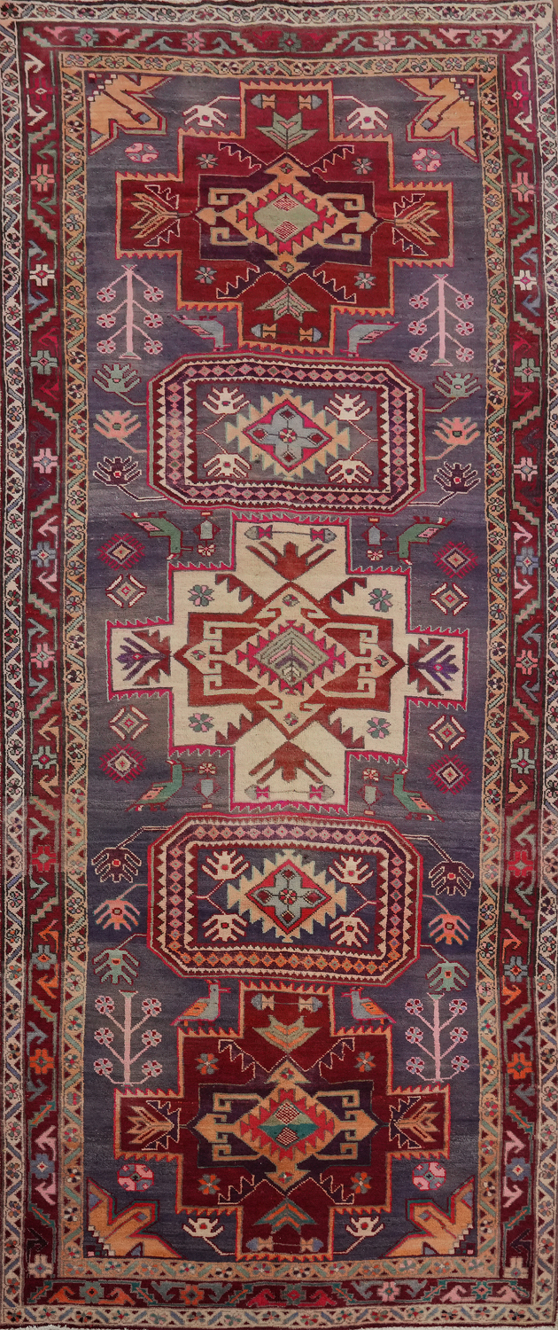 Tribal Wool Animals Meshkin Persian Runner Rug 4x11