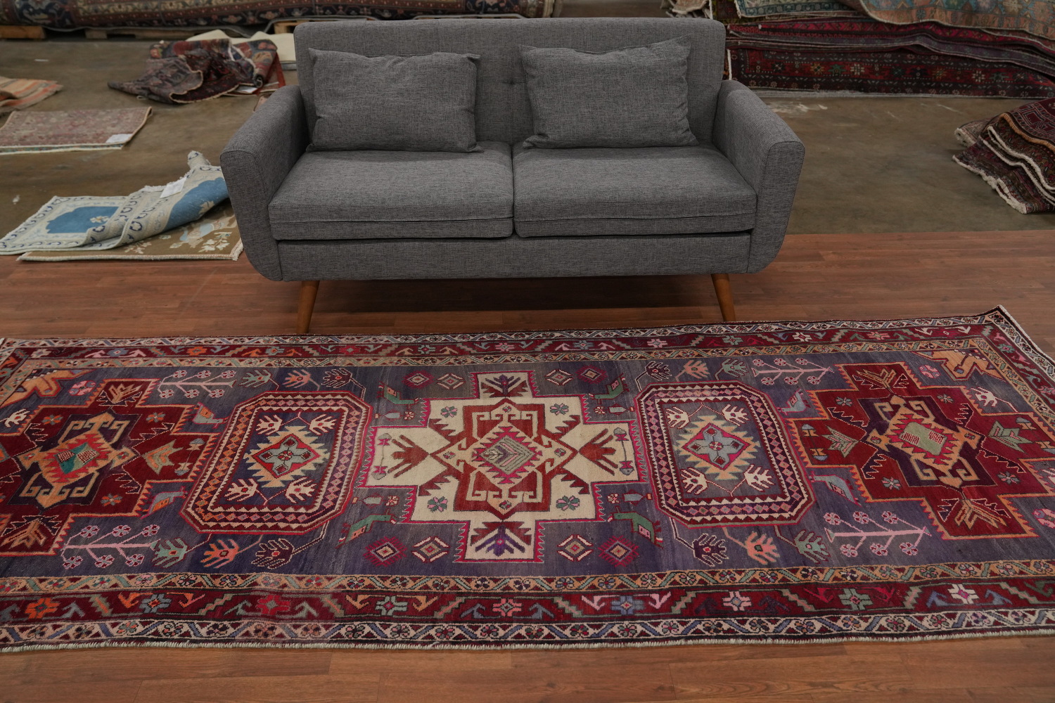 Tribal Wool Animals Meshkin Persian Runner Rug 4x11