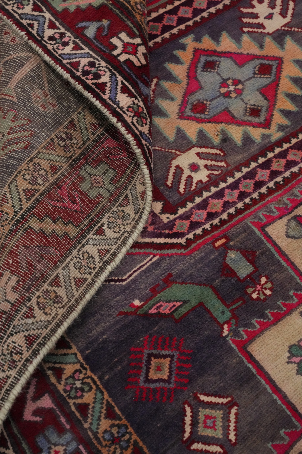 Tribal Wool Animals Meshkin Persian Runner Rug 4x11