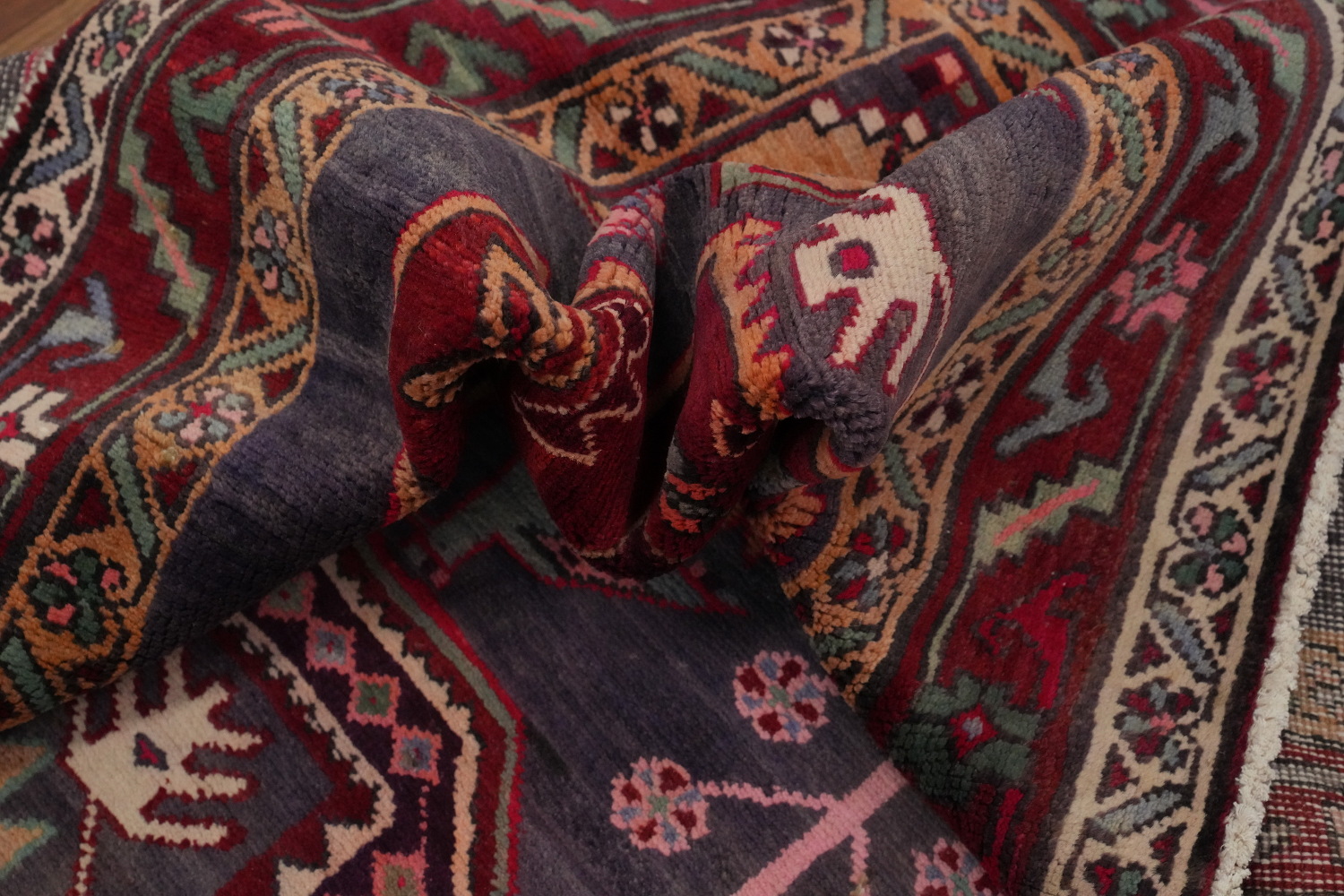 Tribal Wool Animals Meshkin Persian Runner Rug 4x11
