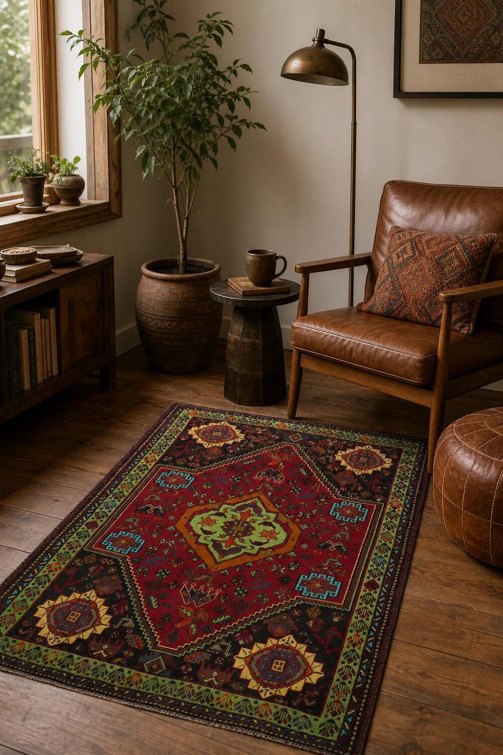 Vintage Wool Tribal Shiraz Persian Rug 4x6