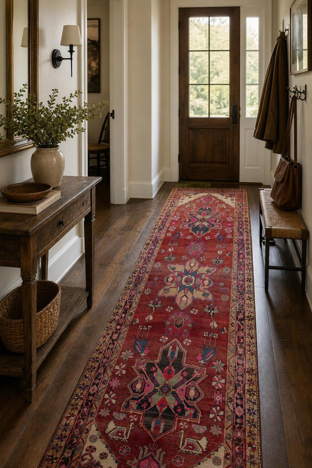 Vegetable Dye Heriz Persian Runner Rug 4x11