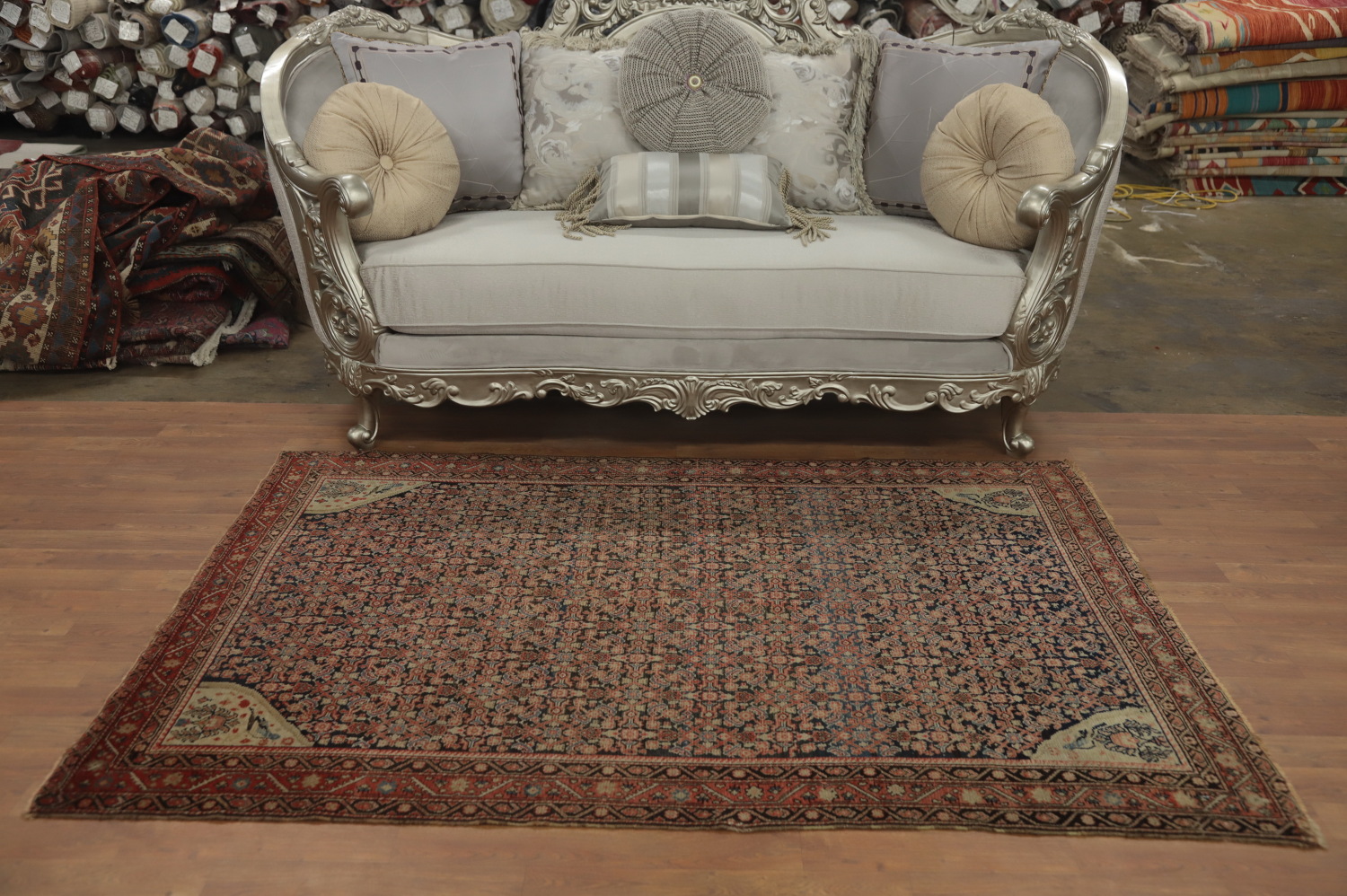 Pre-1900 Antique Vegetable Dye Malayer Persian Rug 4x6