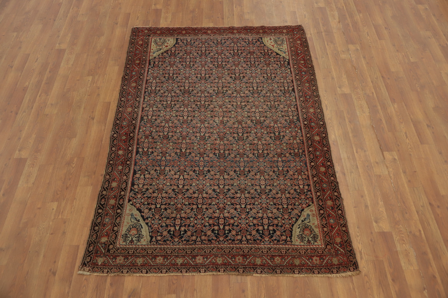 Pre-1900 Antique Vegetable Dye Malayer Persian Rug 4x6