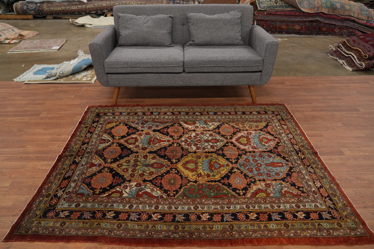Vegetable Dye Antique Sultanabad Persian Rug 5x6