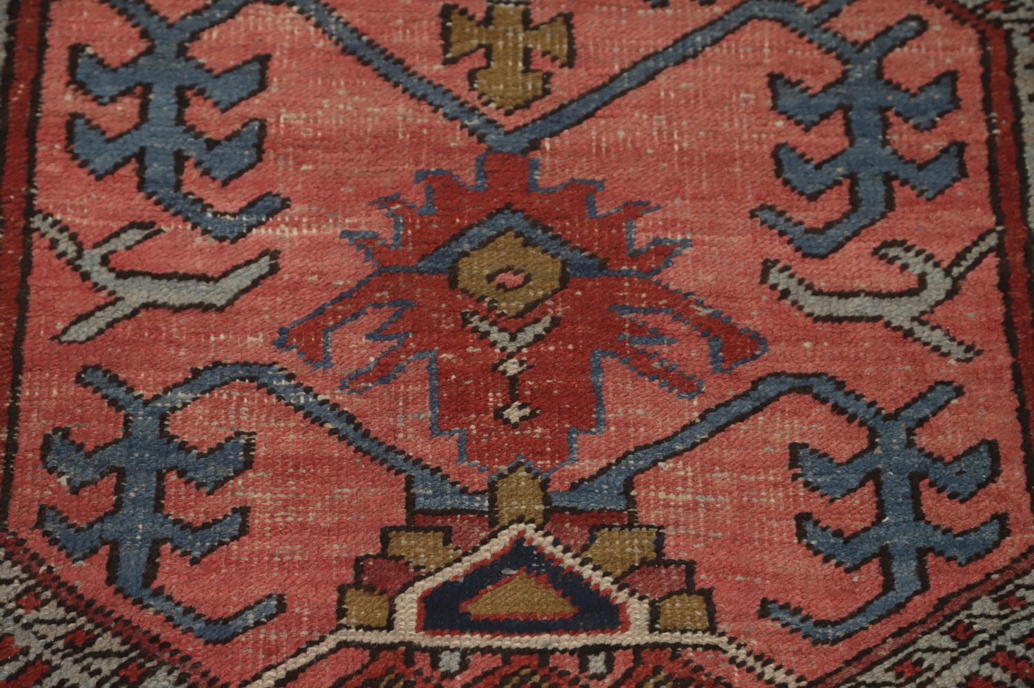 Pre-1900 Vegetable Dye Heriz Serapi Persian Runner Rug 4x14