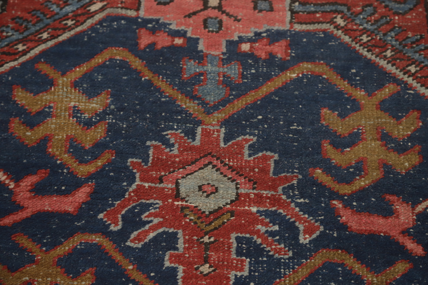 Pre-1900 Vegetable Dye Heriz Serapi Persian Runner Rug 4x14
