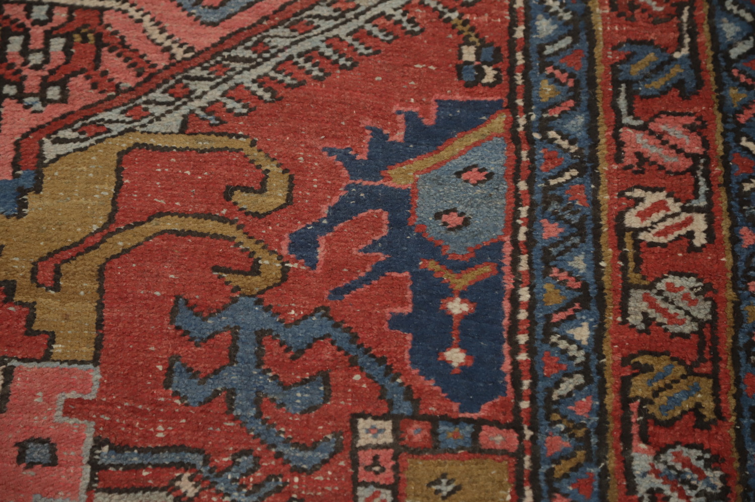 Pre-1900 Vegetable Dye Heriz Serapi Persian Runner Rug 4x14