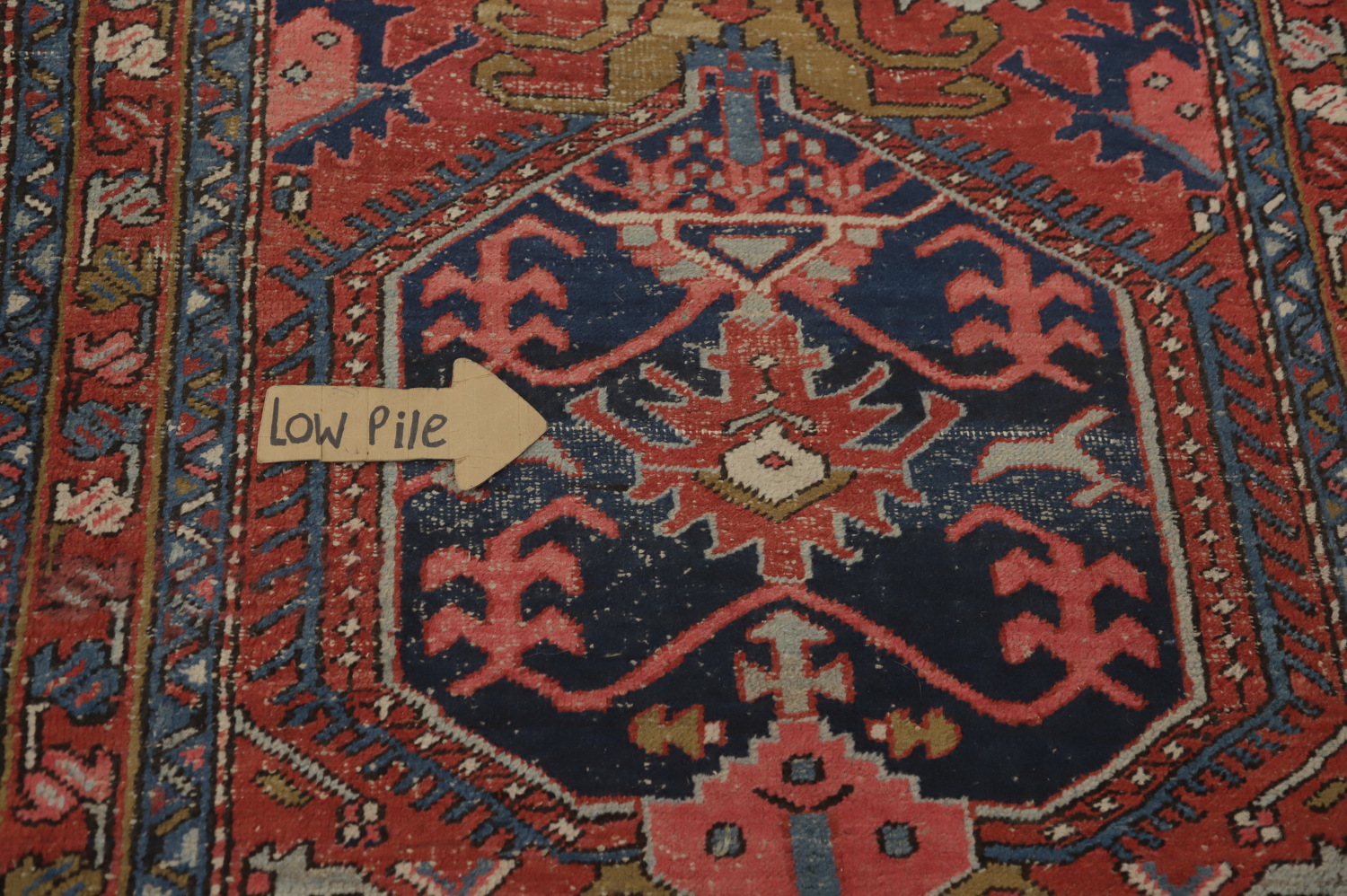 Pre-1900 Vegetable Dye Heriz Serapi Persian Runner Rug 4x14