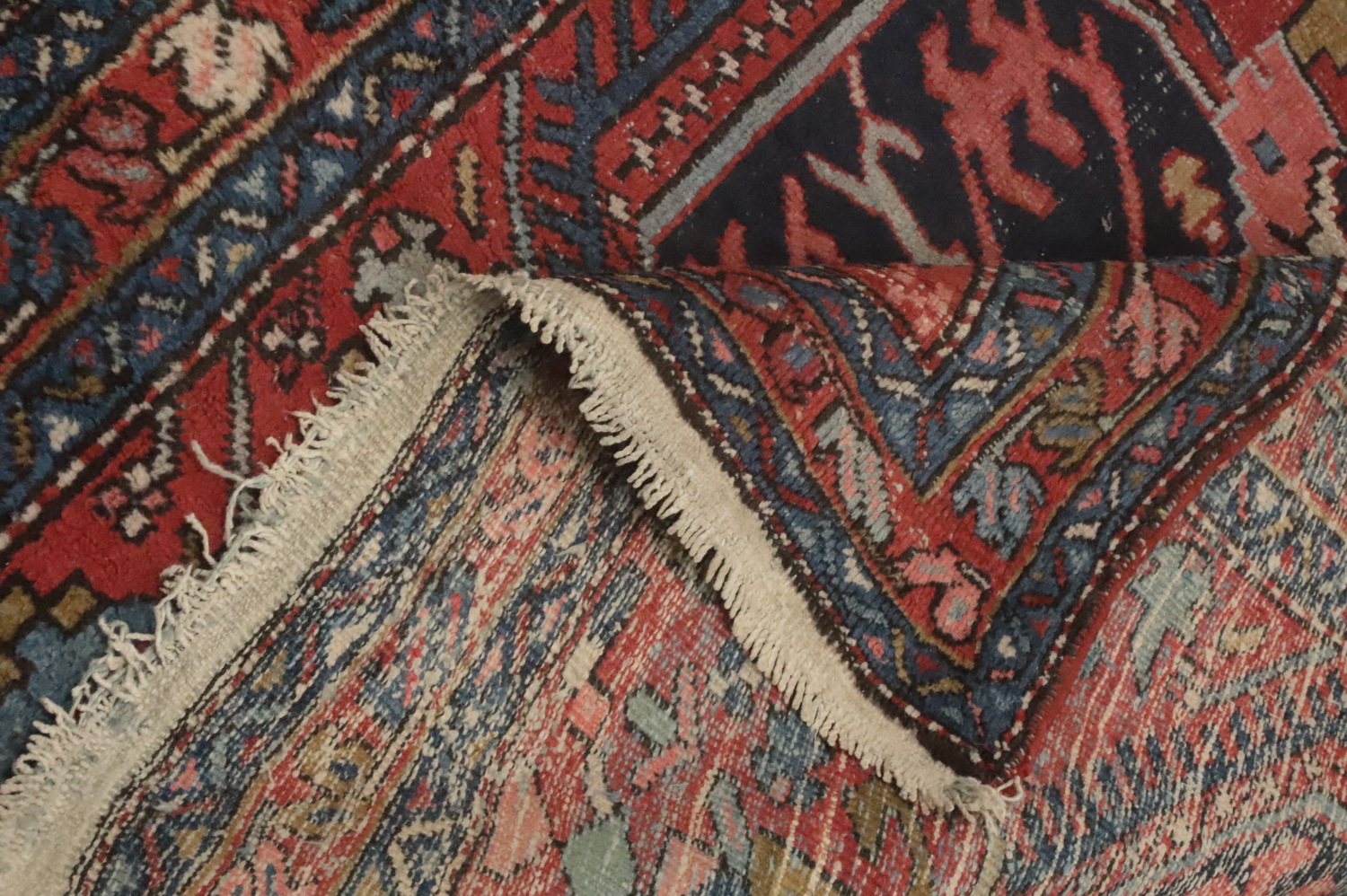 Pre-1900 Vegetable Dye Heriz Serapi Persian Runner Rug 4x14