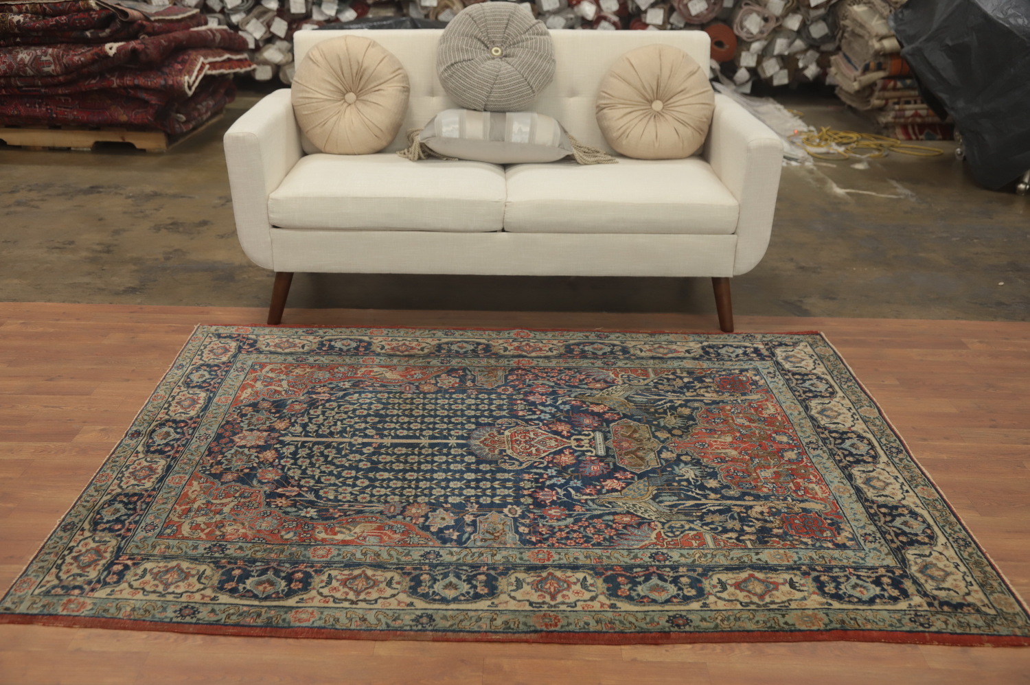 Antique Vegetable Dye Animals Tabriz Persian Rug 5x6