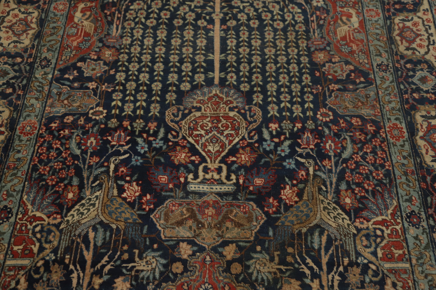 Antique Vegetable Dye Animals Tabriz Persian Rug 5x6