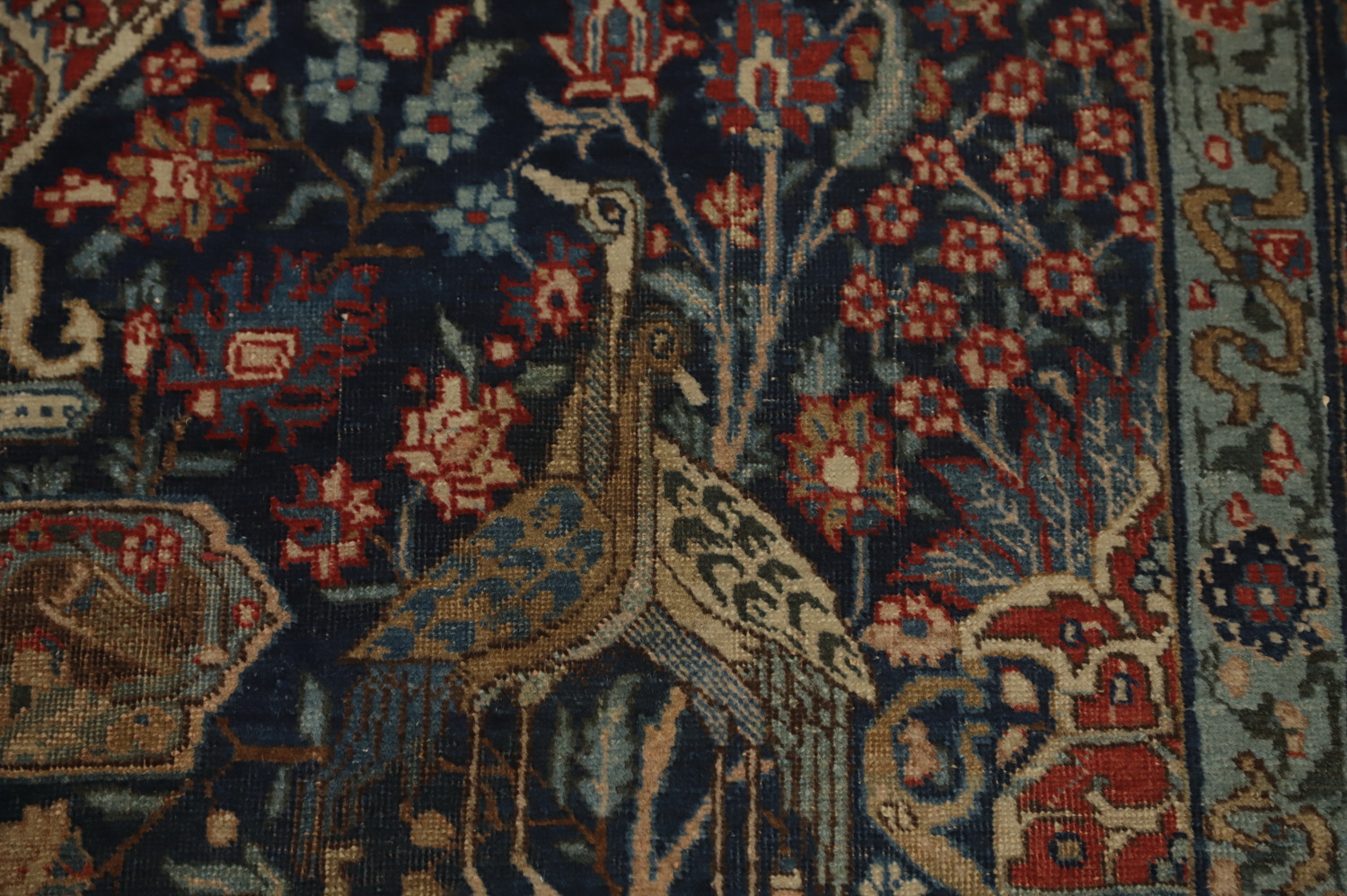 Antique Vegetable Dye Animals Tabriz Persian Rug 5x6