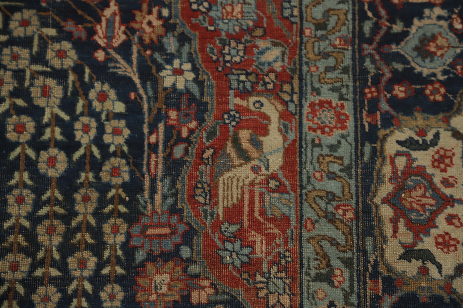 Antique Vegetable Dye Animals Tabriz Persian Rug 5x6