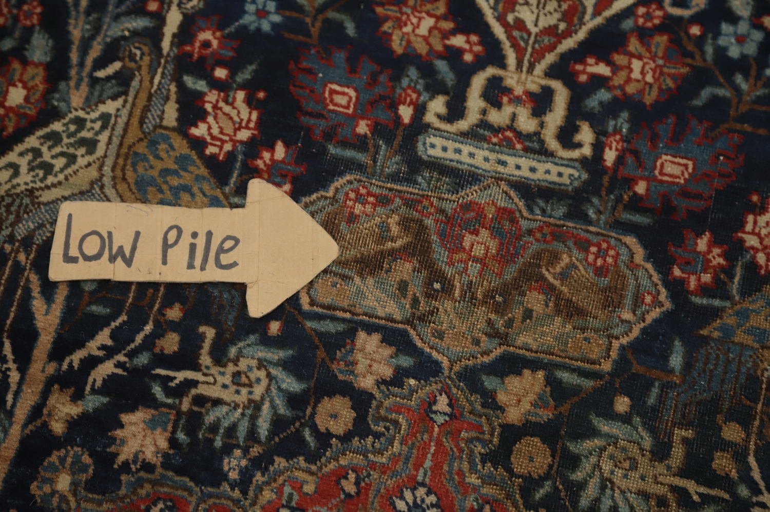Antique Vegetable Dye Animals Tabriz Persian Rug 5x6
