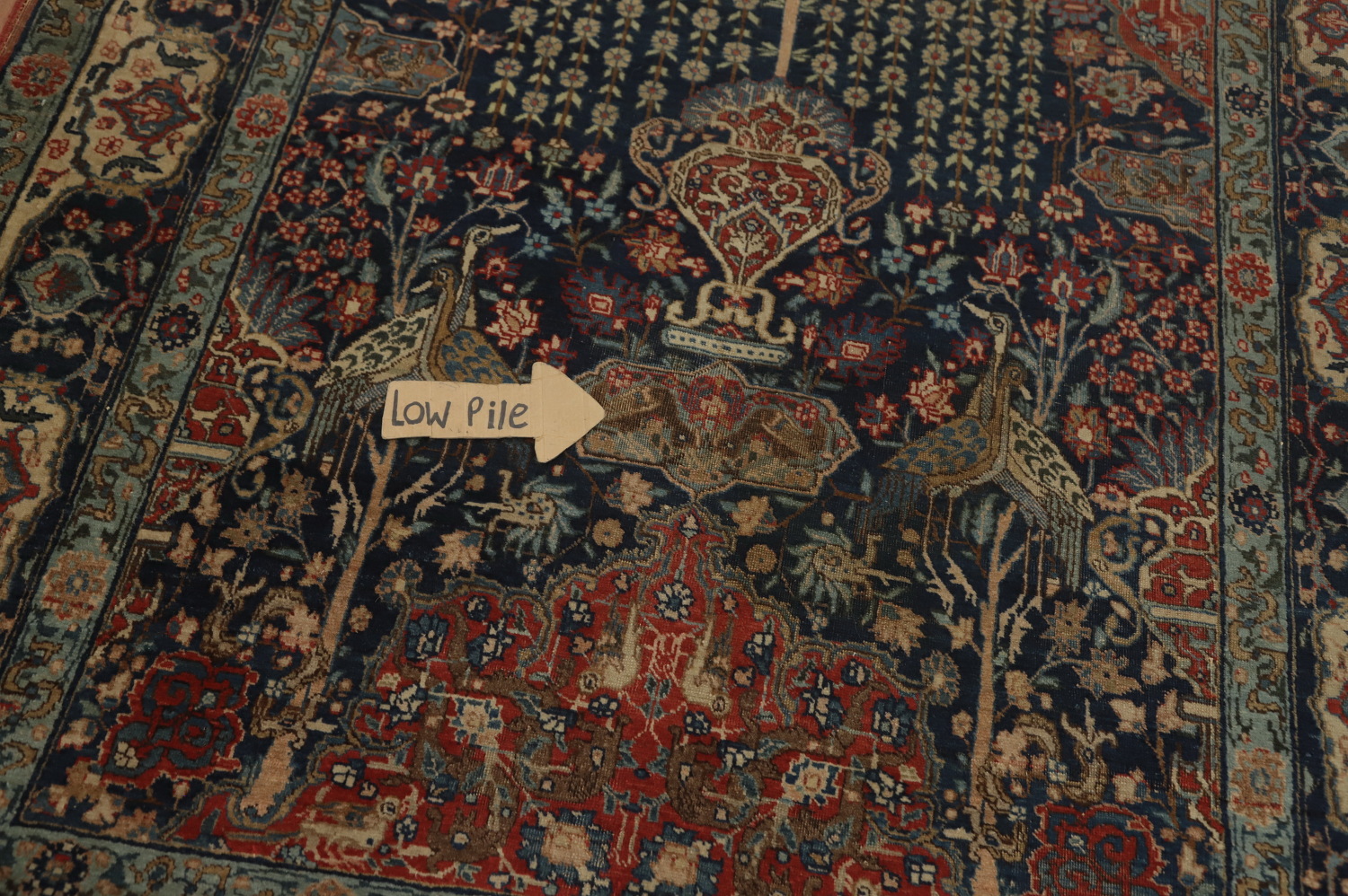 Antique Vegetable Dye Animals Tabriz Persian Rug 5x6