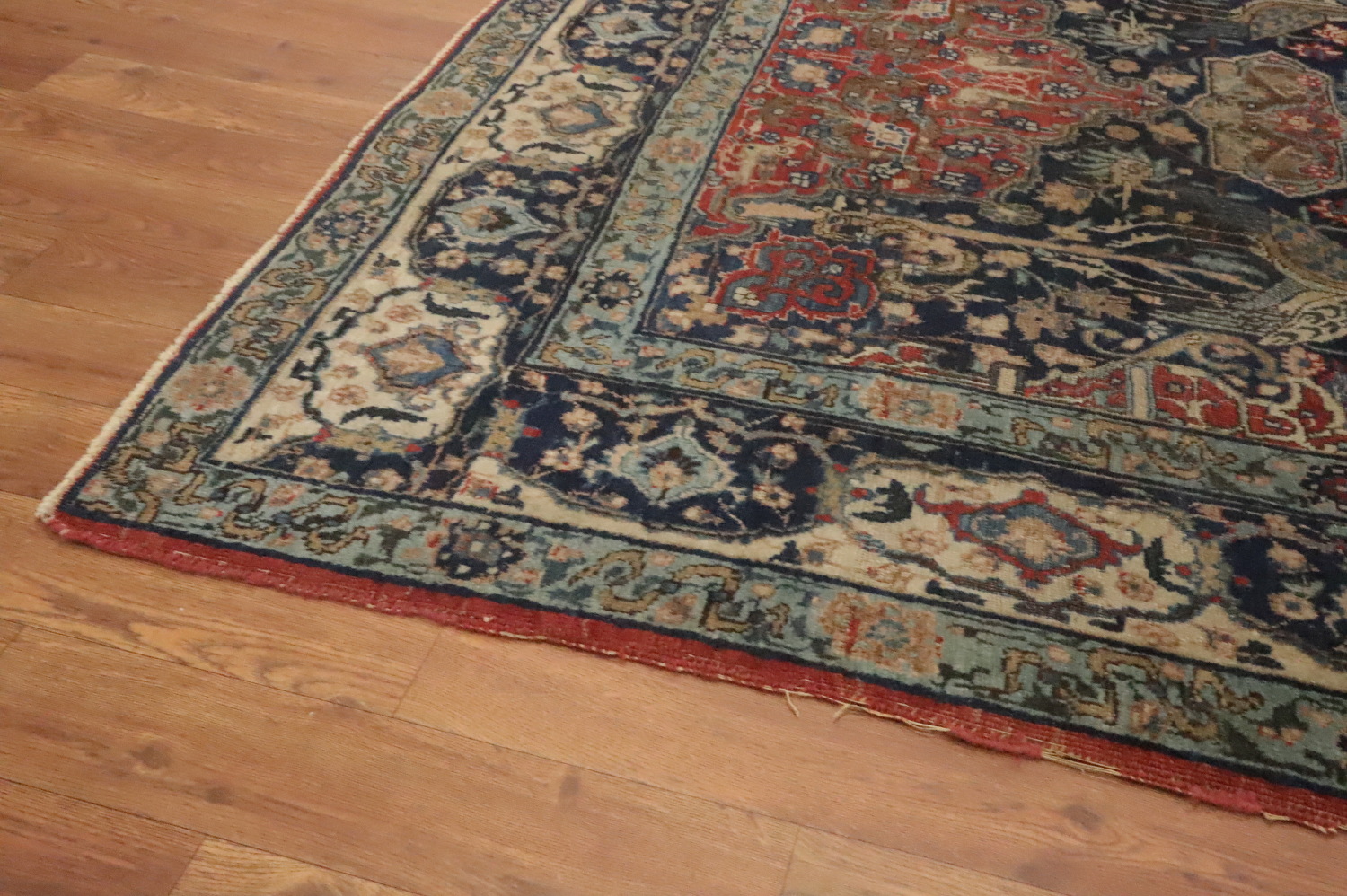 Antique Vegetable Dye Animals Tabriz Persian Rug 5x6