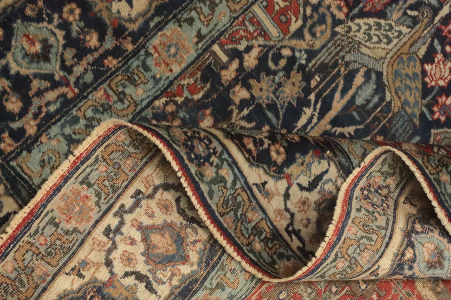 Antique Vegetable Dye Animals Tabriz Persian Rug 5x6