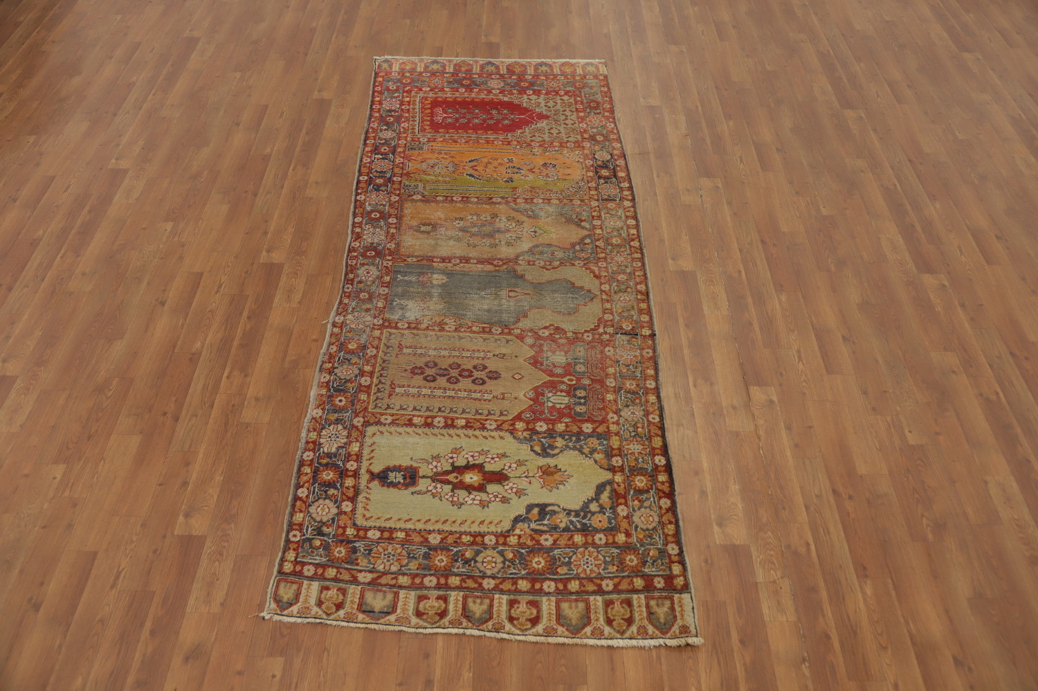 Pre-1900 Vegetable Dye Anatolian Turkish Runner Rug 3x8