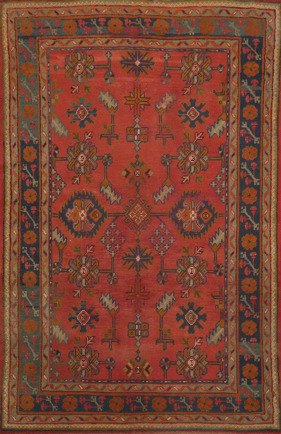 Pre-1900 Antique Oushak Vegetable Dye Area Rug 6x8