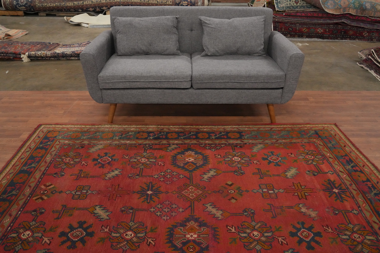 Pre-1900 Antique Oushak Vegetable Dye Area Rug 6x8