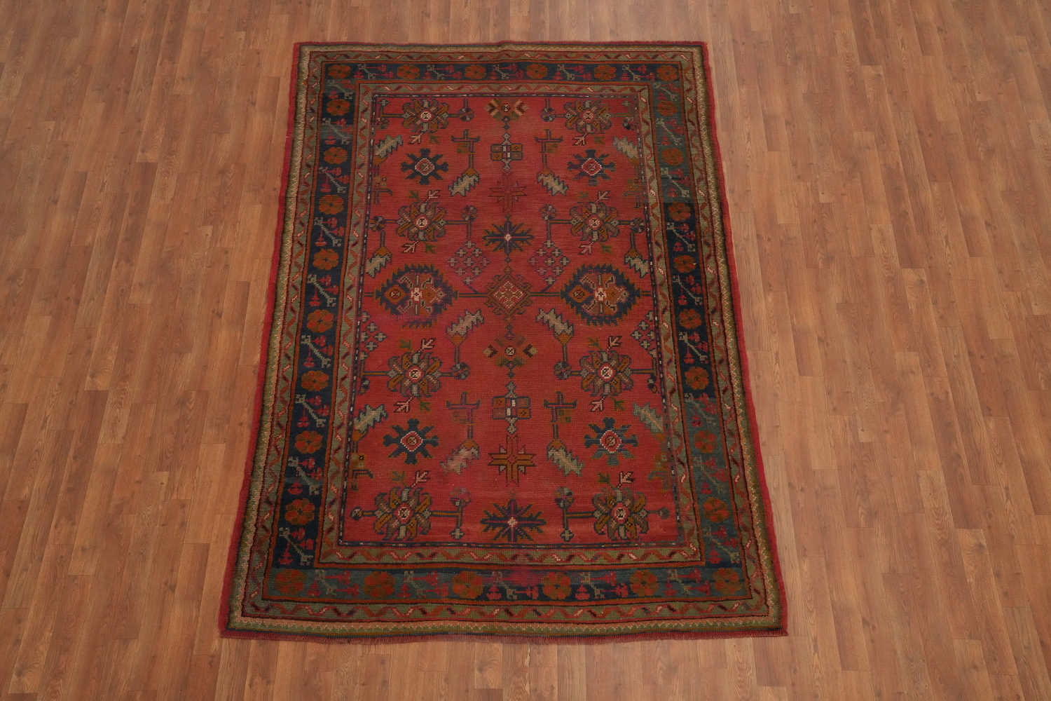 Pre-1900 Antique Oushak Vegetable Dye Area Rug 6x8
